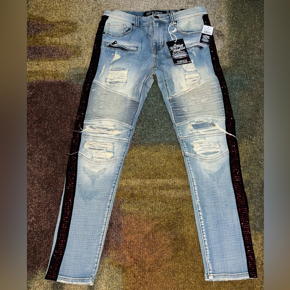 (c) Fancy "Heritage of America" Streetwear Jeans